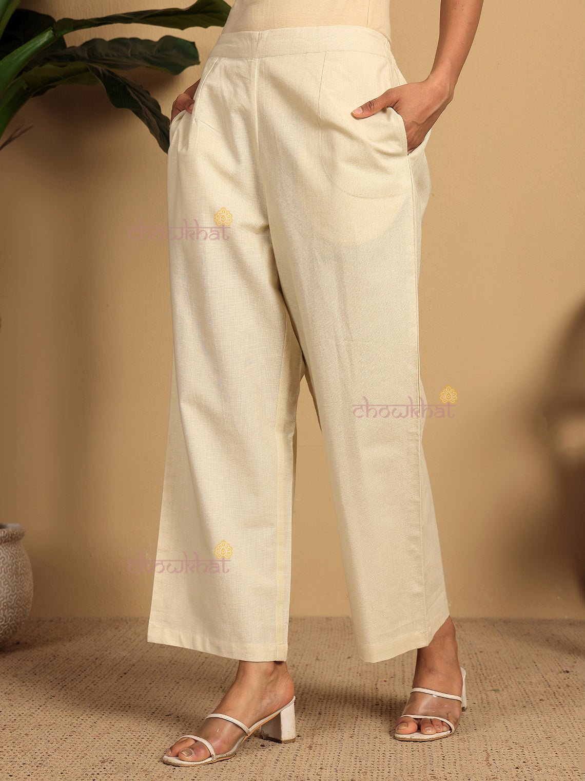 Vama Cotton Straight Pants with Pockets - Chowkhat Lifestyle