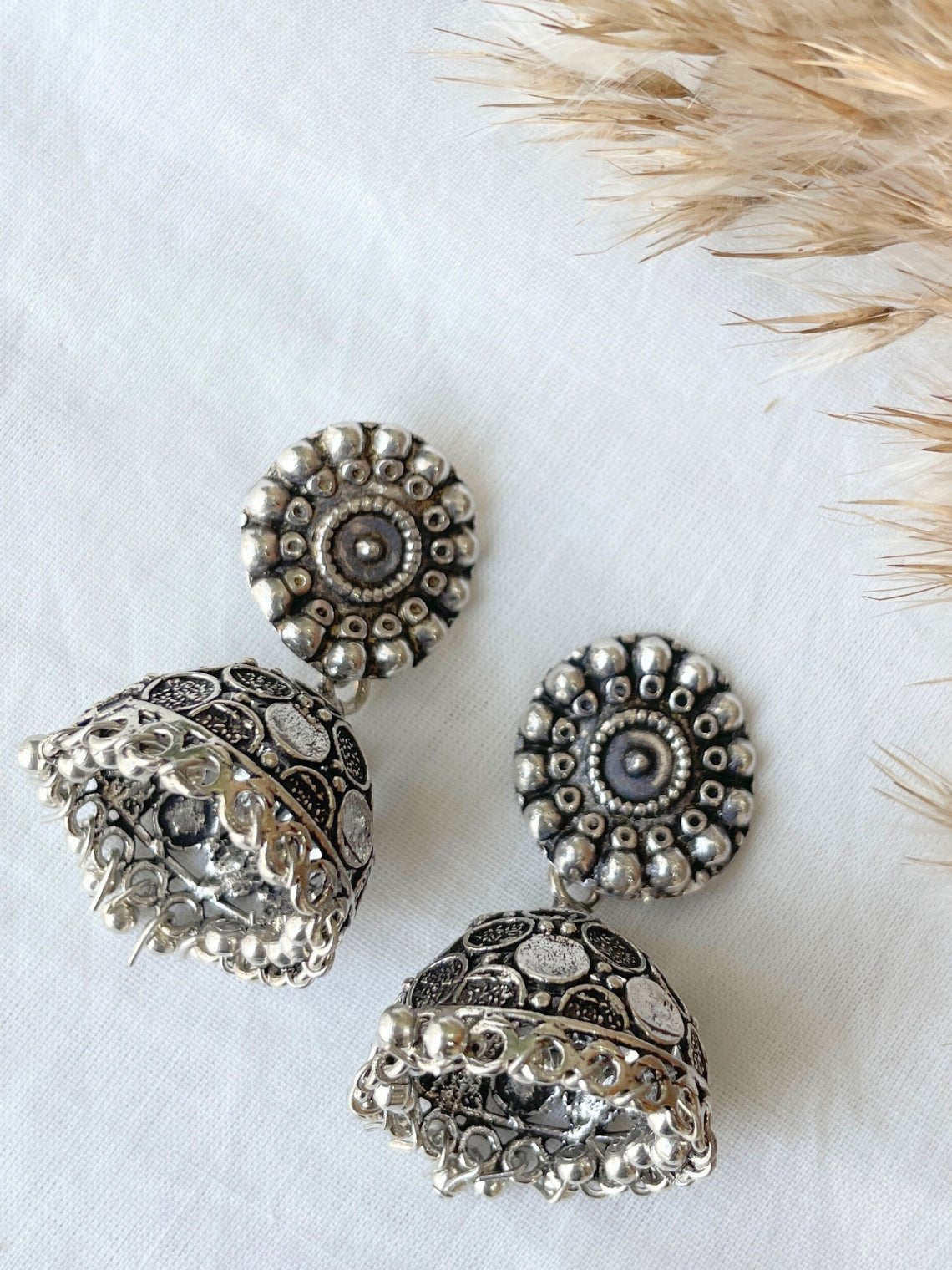German Silver Jhumki Earrings - Chowkhat Lifestyle