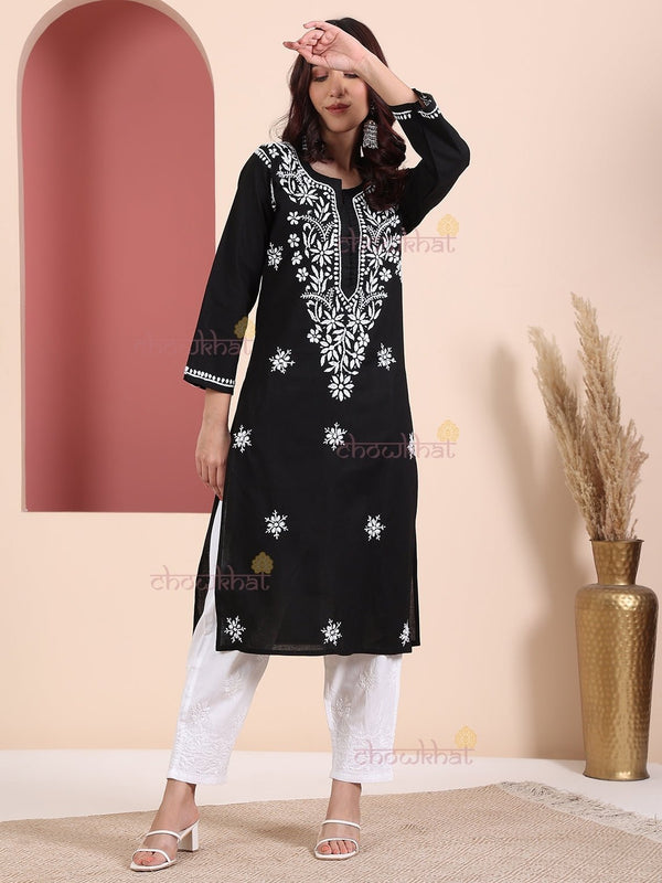 Dina Cotton Chikankari Kurti - Chowkhat Lifestyle