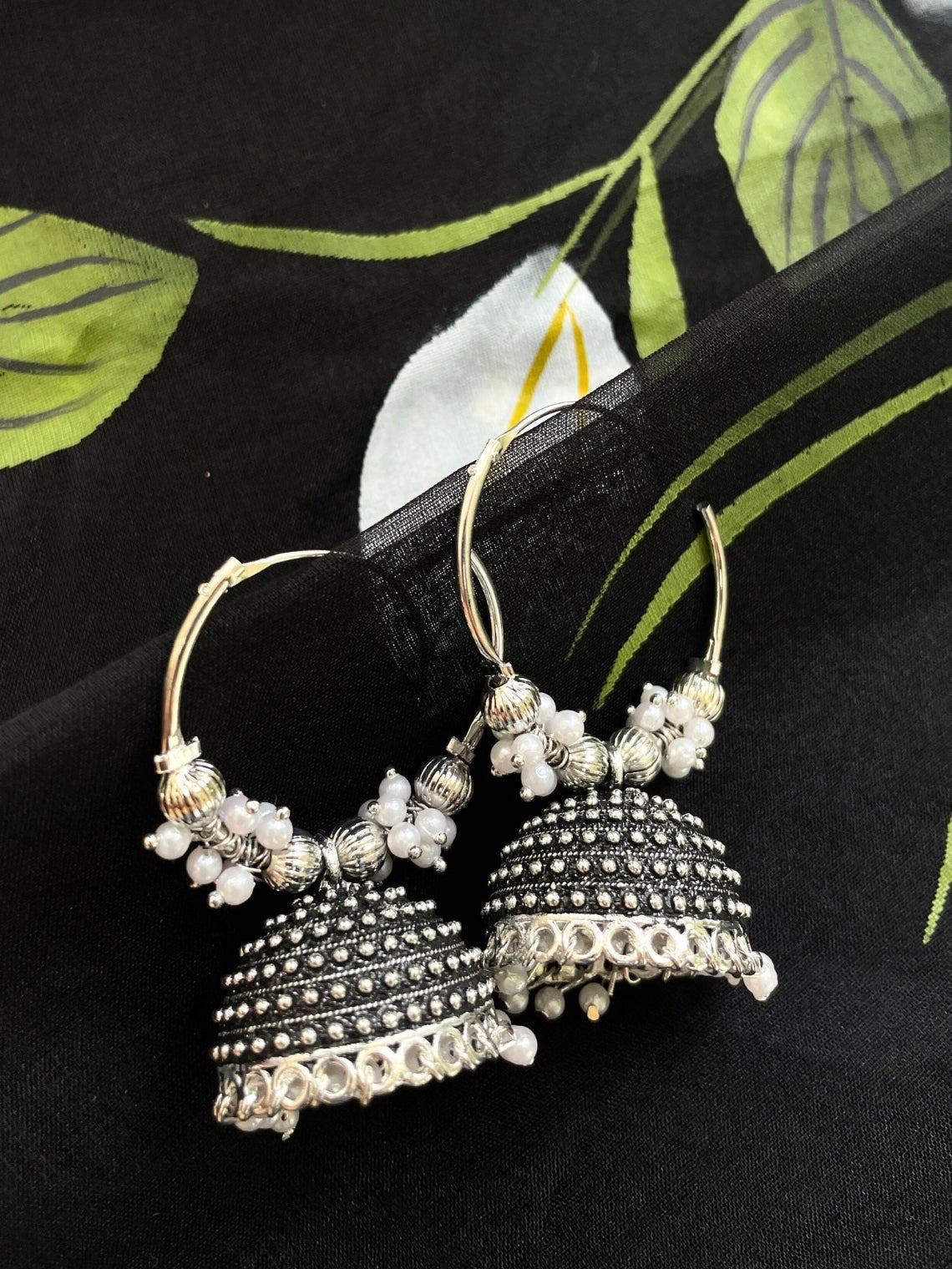 Oxidised Bali Jhumki Silver Earrings - Chowkhat Lifestyle