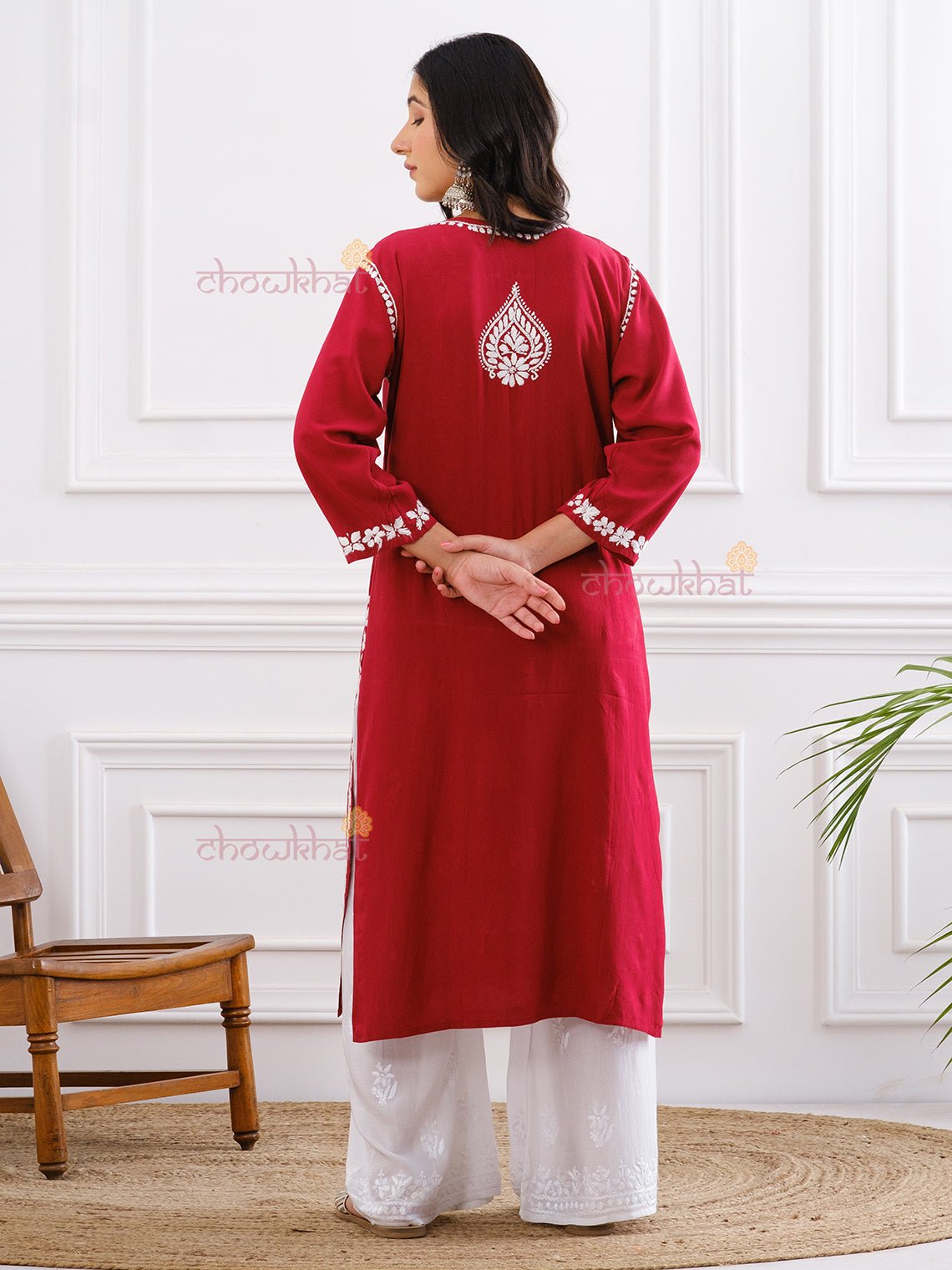 Ira Premium Modal Straight Chikankari Kurti - Chowkhat Handicraft