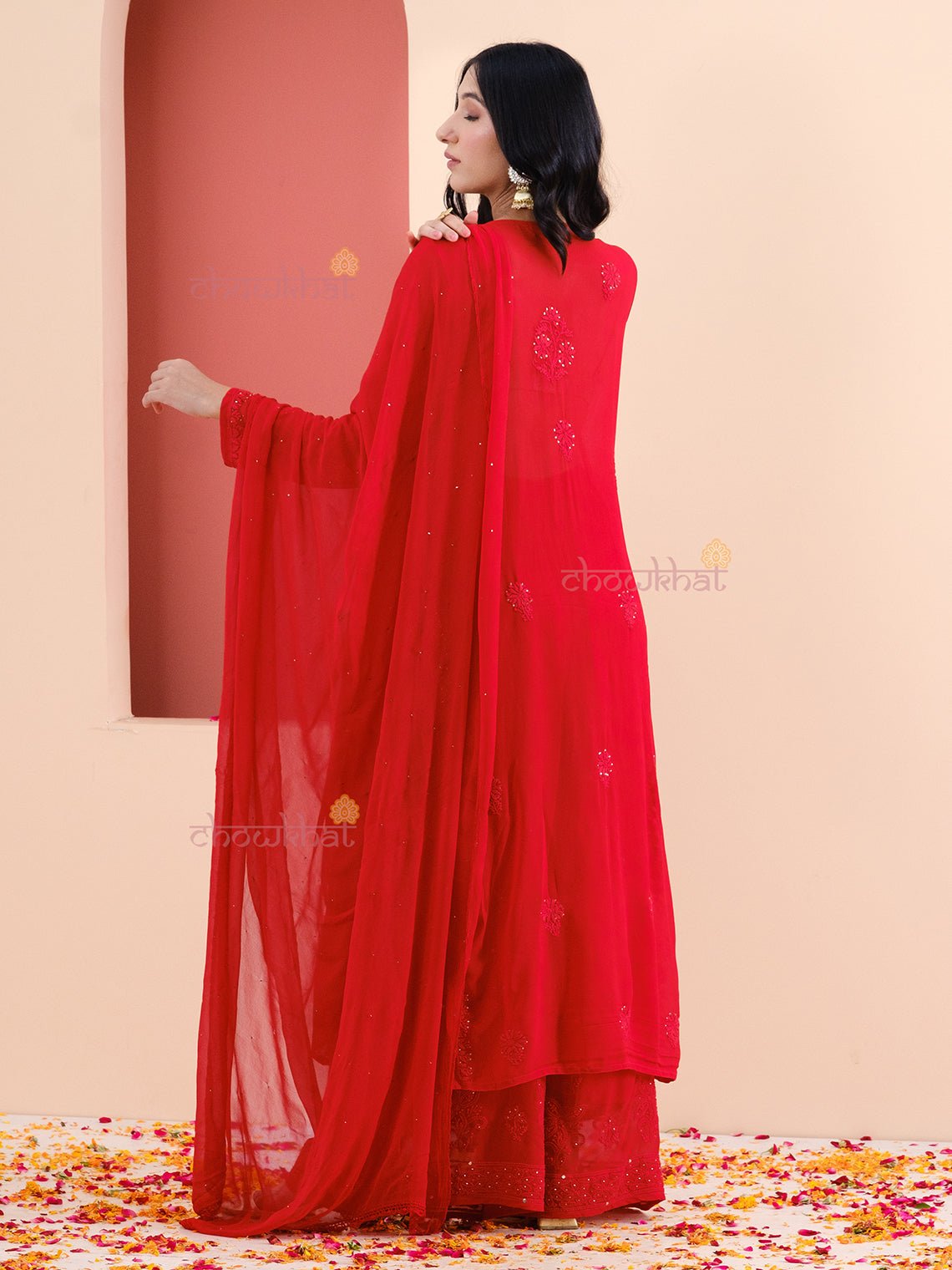 Yasmin Chikankari Suit Set with Mukaish Work - Chowkhat Handicraft