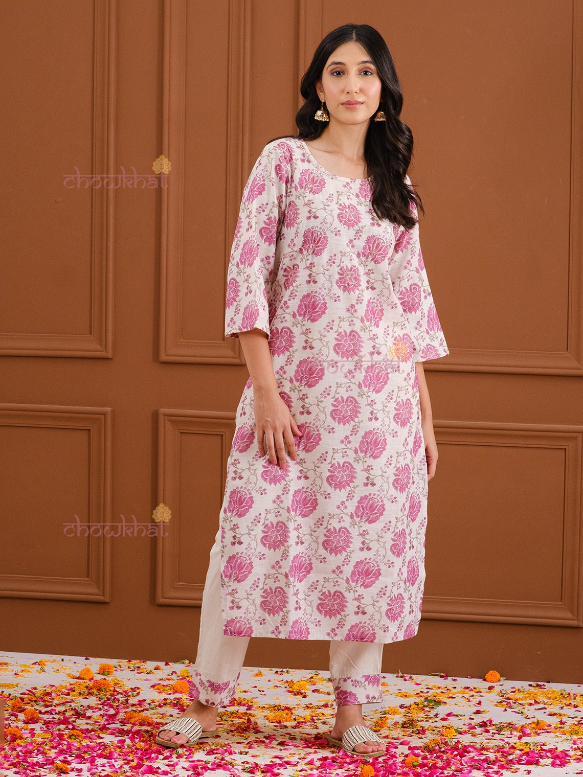 Riha Printed Cotton Kurti & Pants Set - Chowkhat Handicraft