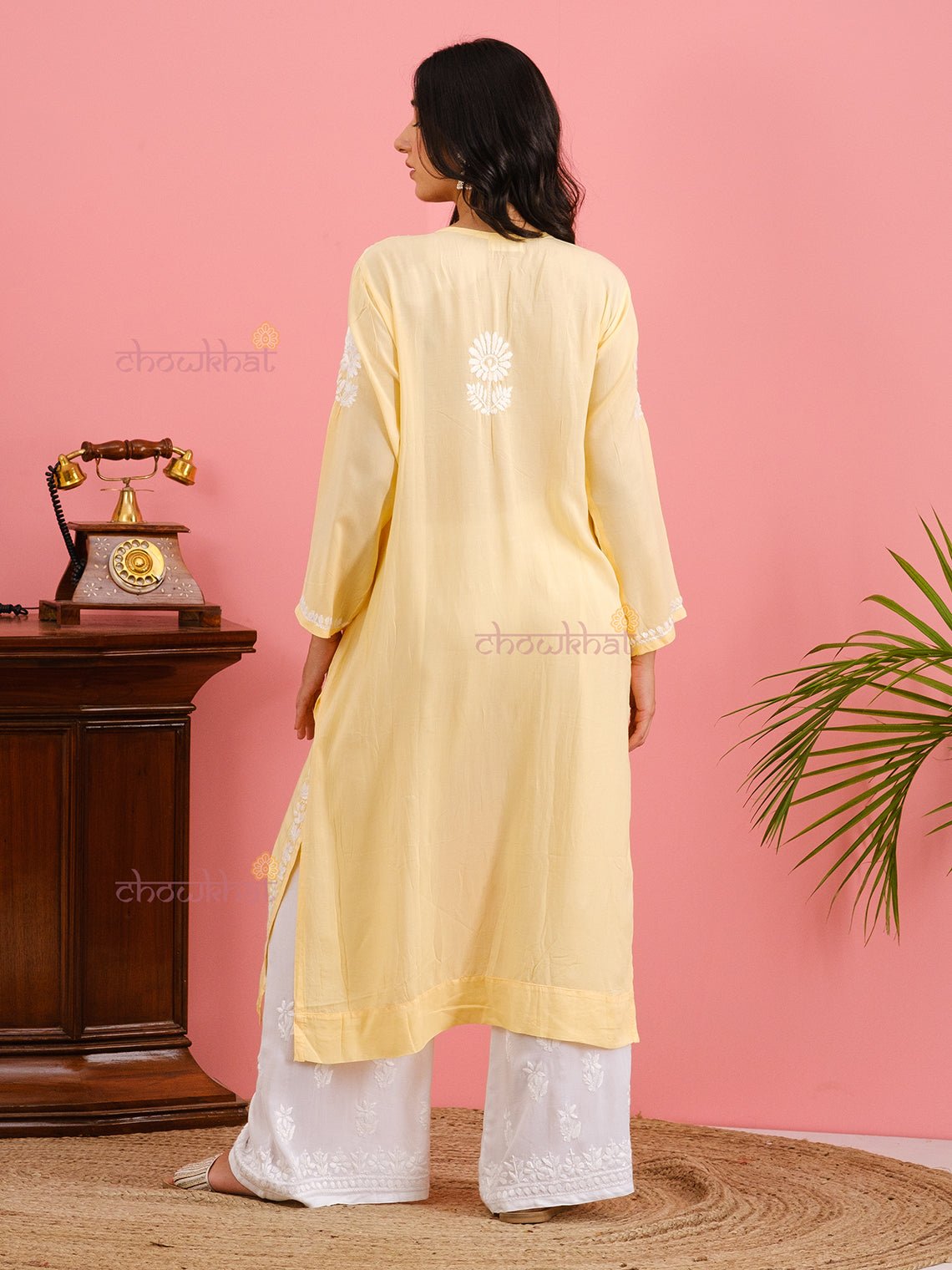 Diya Modal Straight Chikankari Kurti - Chowkhat Handicraft