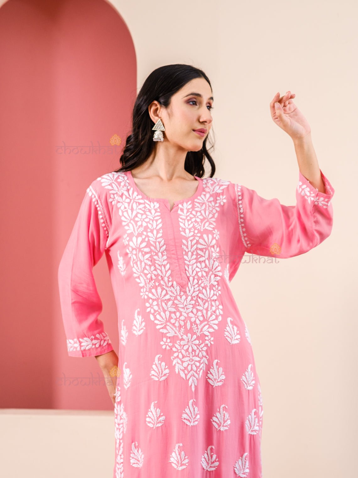 Samira Modal Chikankari Kurti & Palazzo Set - Chowkhat Handicraft