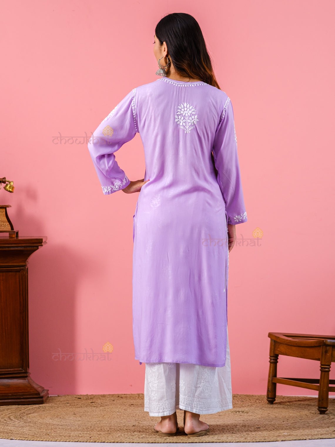 Kavya Premium Modal Chikankari Kurti - Chowkhat Lifestyle