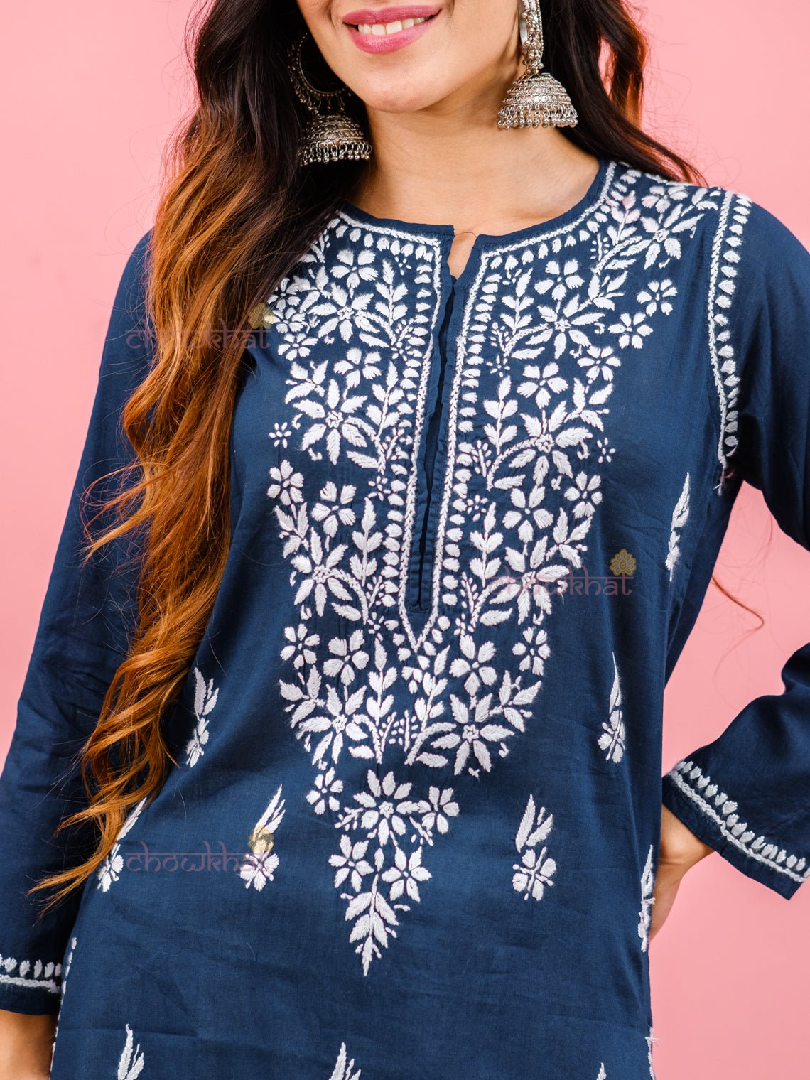 Anika Mul Cotton Chikankari Kurti - Chowkhat Lifestyle