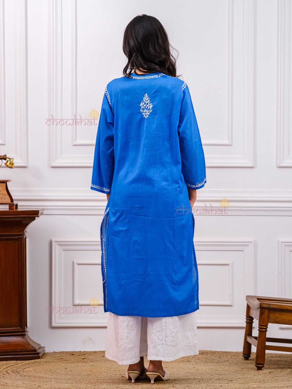 Anika Mul Cotton Chikankari Kurti - Chowkhat Lifestyle