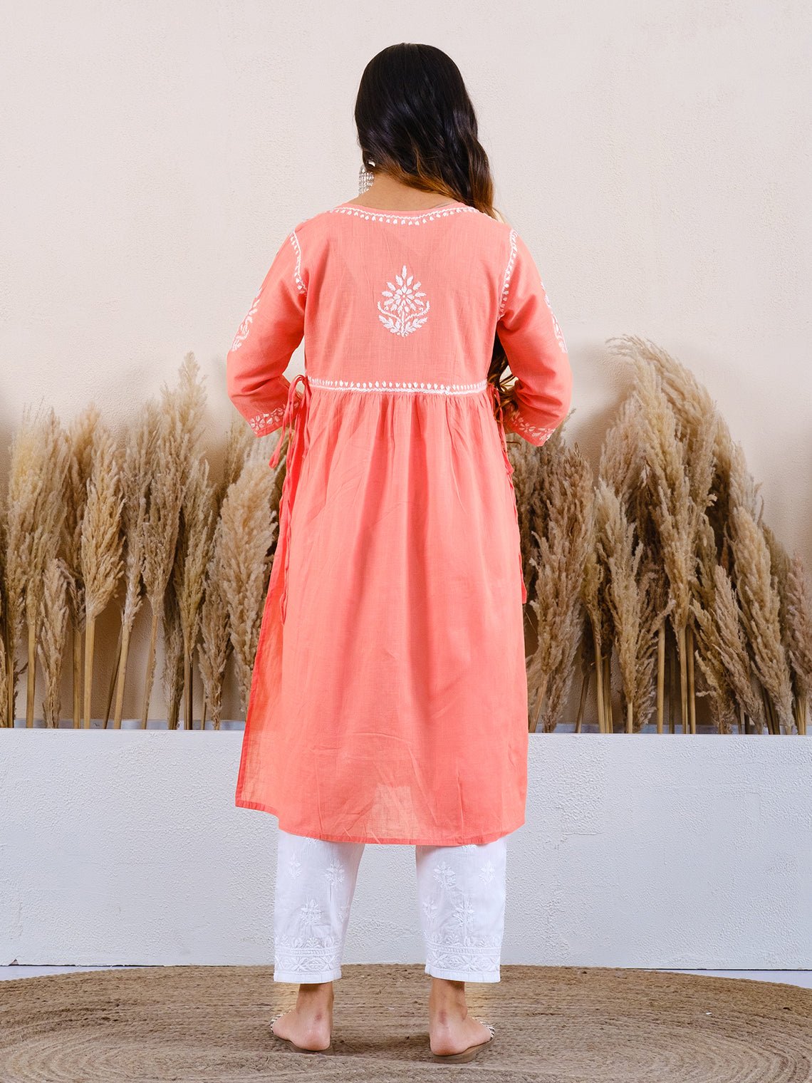 Adila Nyra Cut Slub Cotton Chikankari Kurti - Chowkhat Lifestyle