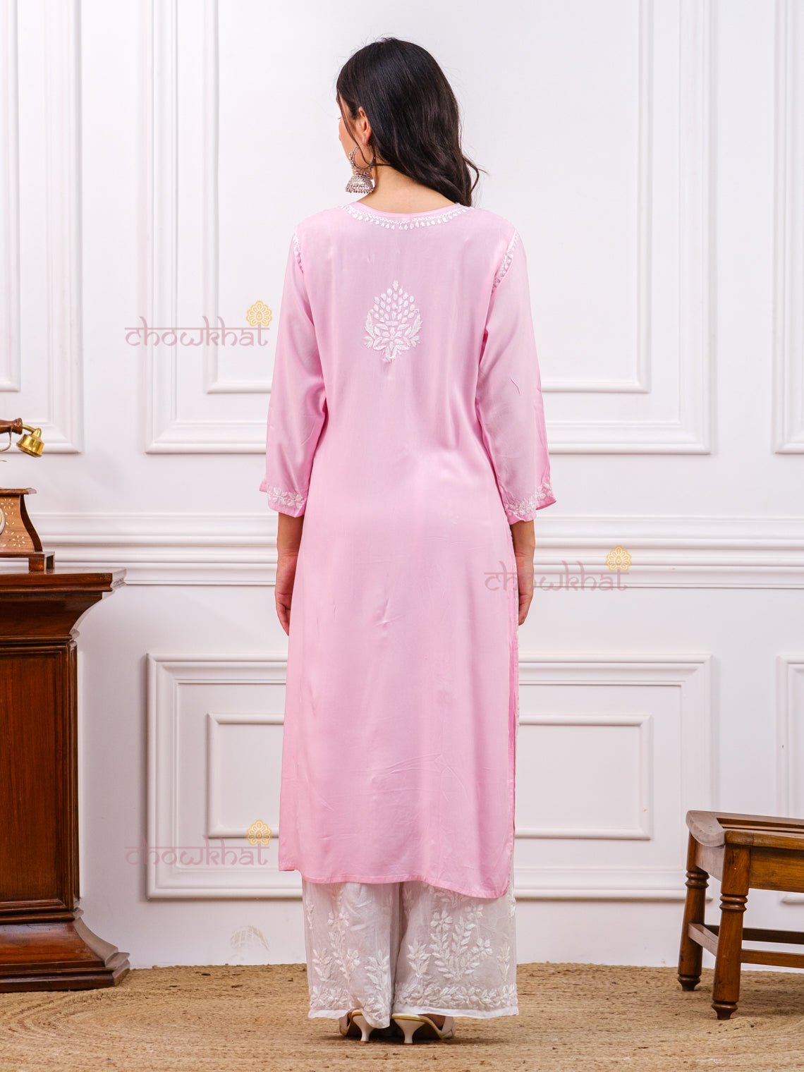 Saafia Rayon Chikankari Kurti - Chowkhat Handicraft