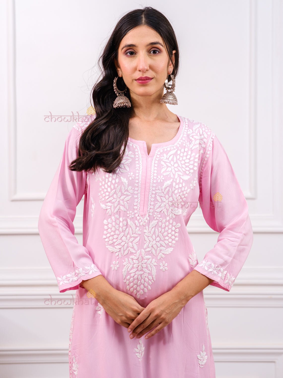 Saafia Rayon Chikankari Kurti - Chowkhat Handicraft