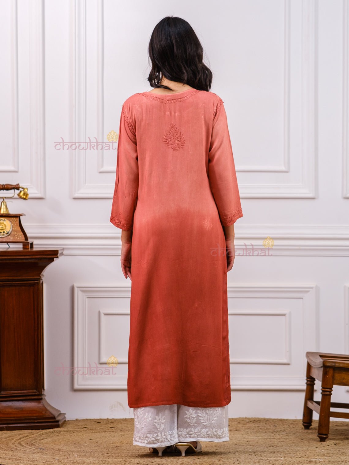 Kiara Rayon Straight Chikankari Kurti - Chowkhat Handicraft