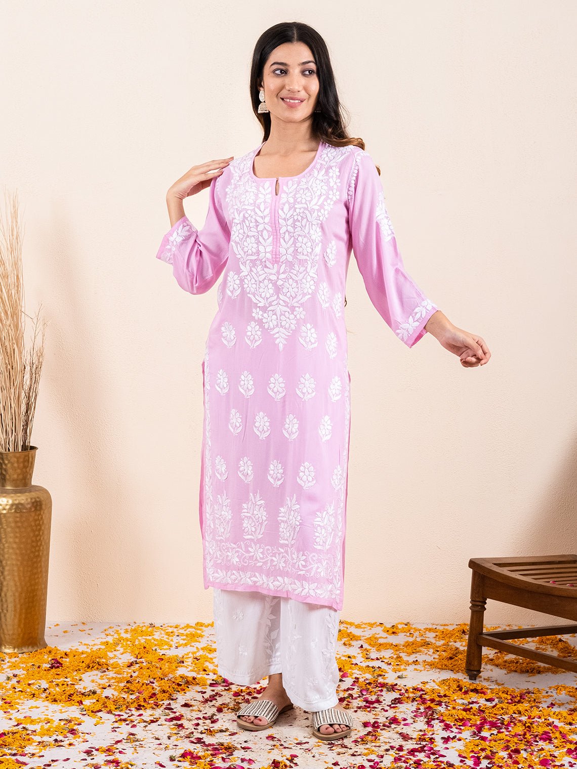 Alina Premium Modal Chikankari kurti - Chowkhat Lifestyle