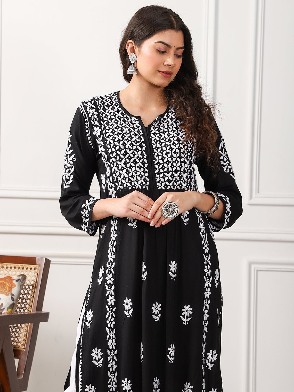 Dariya Nyra Style Modal Chikankari Kurti - Chowkhat Handicraft