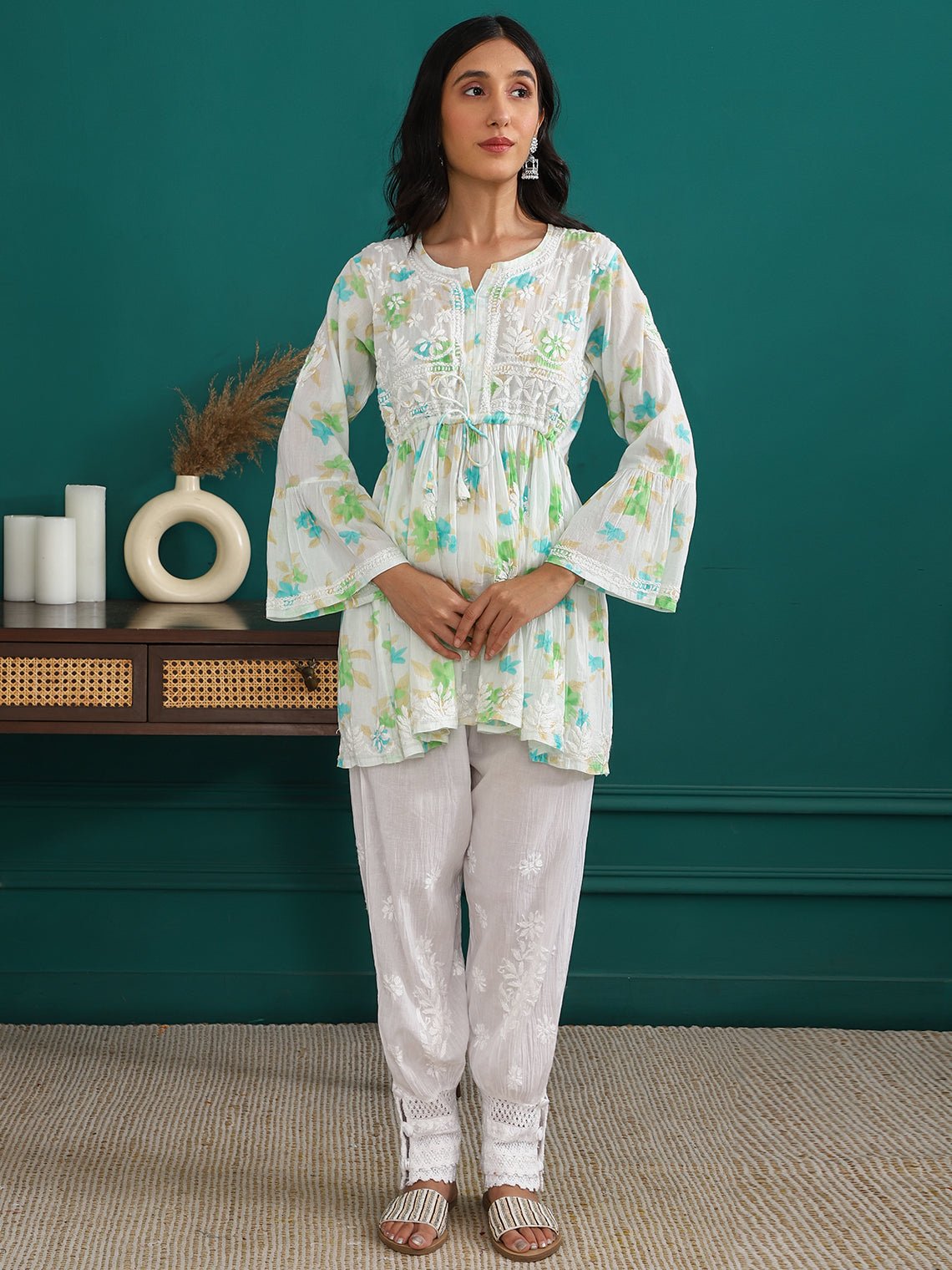 Kiya Afghani Cotton Chikankari Pants - Chowkhat Handicraft