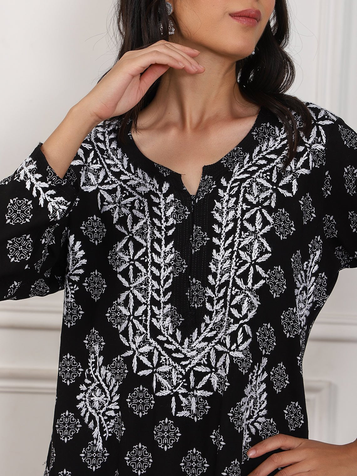 Meher Rayon Chikankari Kurti - Chowkhat Handicraft