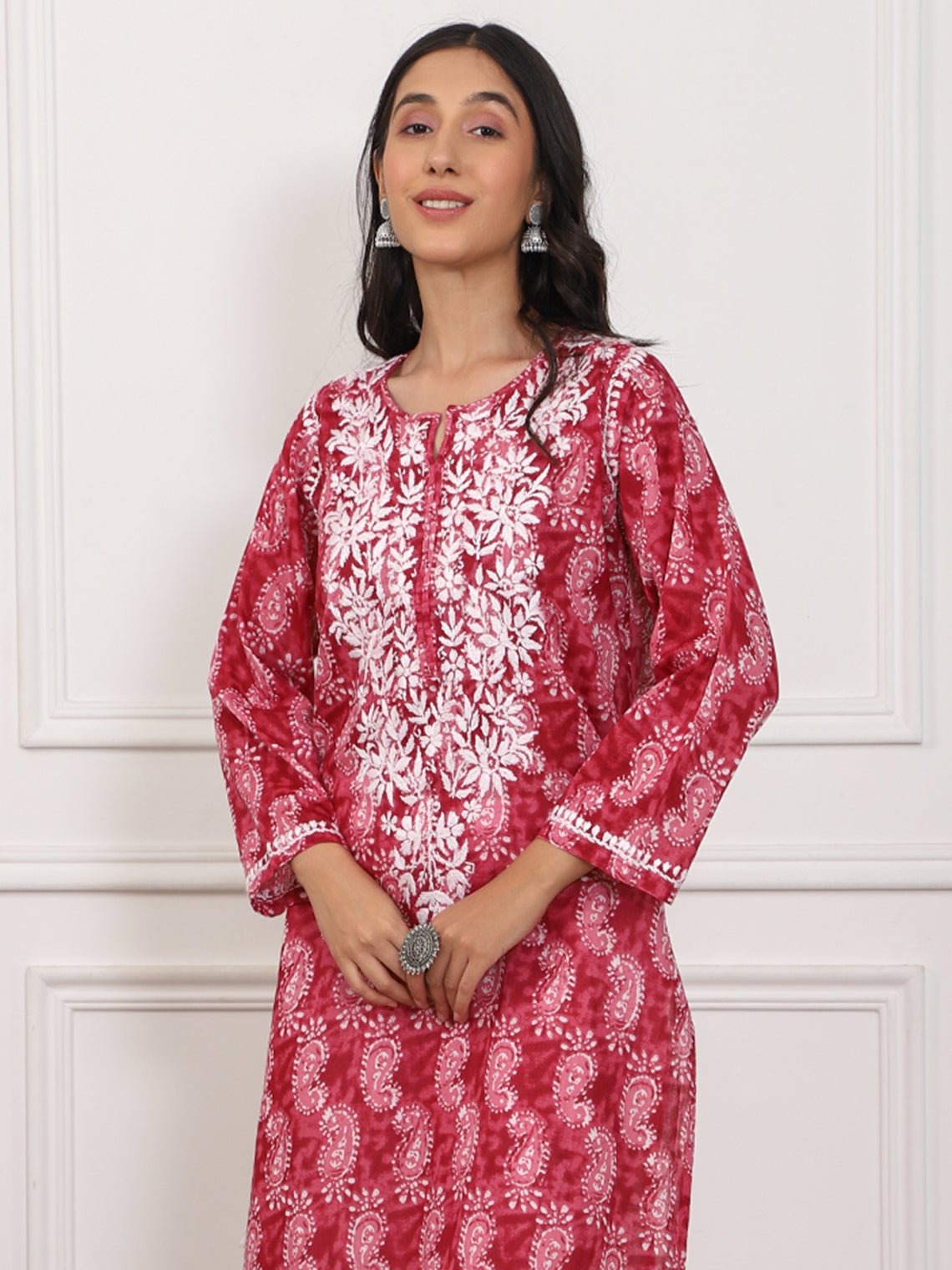 Kashish Mul Cotton Chikankari Kurti - Chowkhat Handicraft