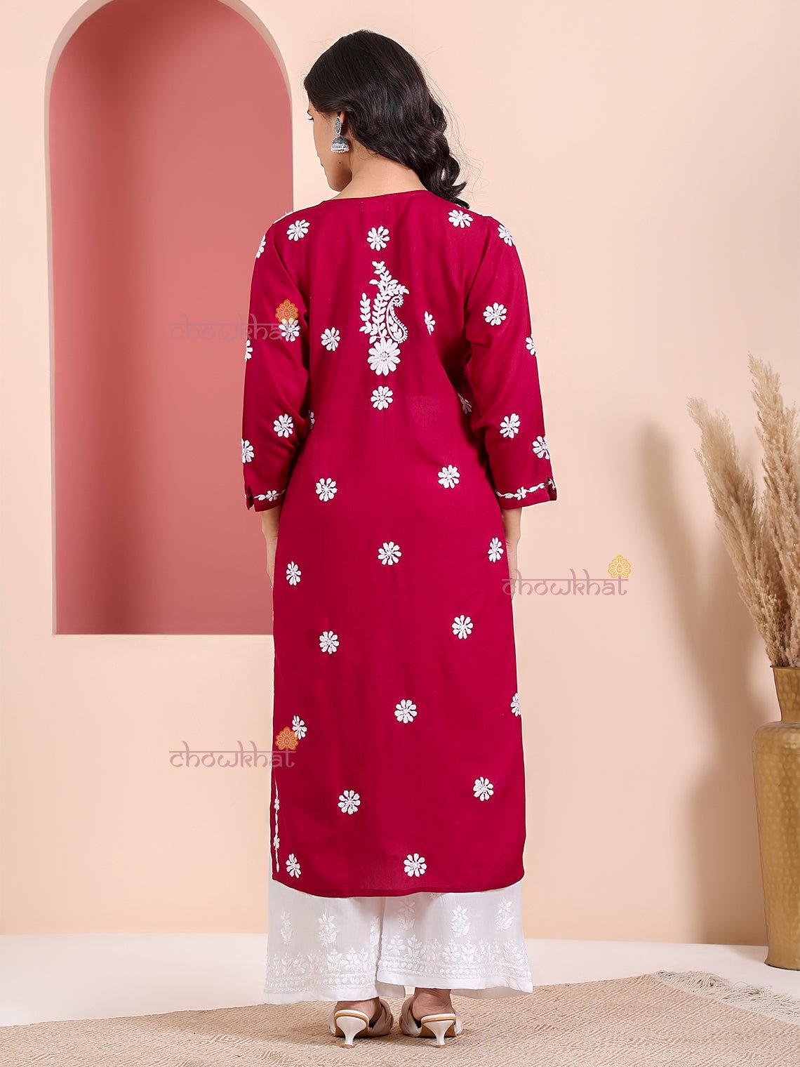Tania Premium Modal Chikankari Kurti - Chowkhat Lifestyle
