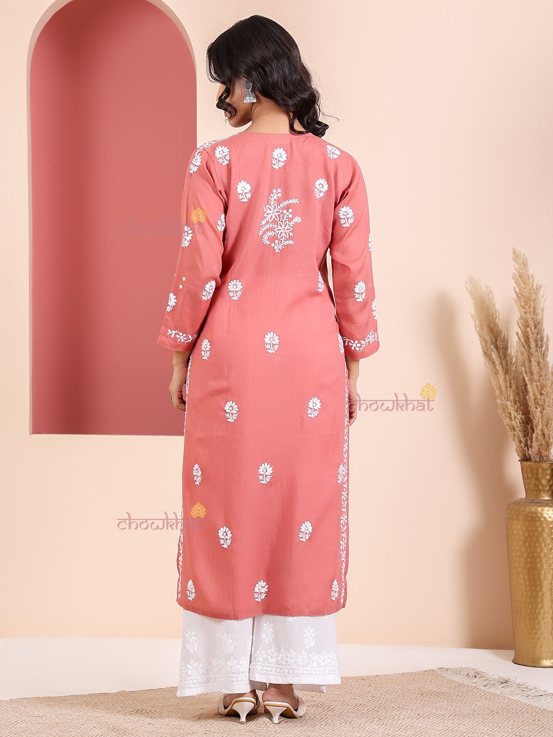 Tania Premium Modal Chikankari Kurti - Chowkhat Lifestyle