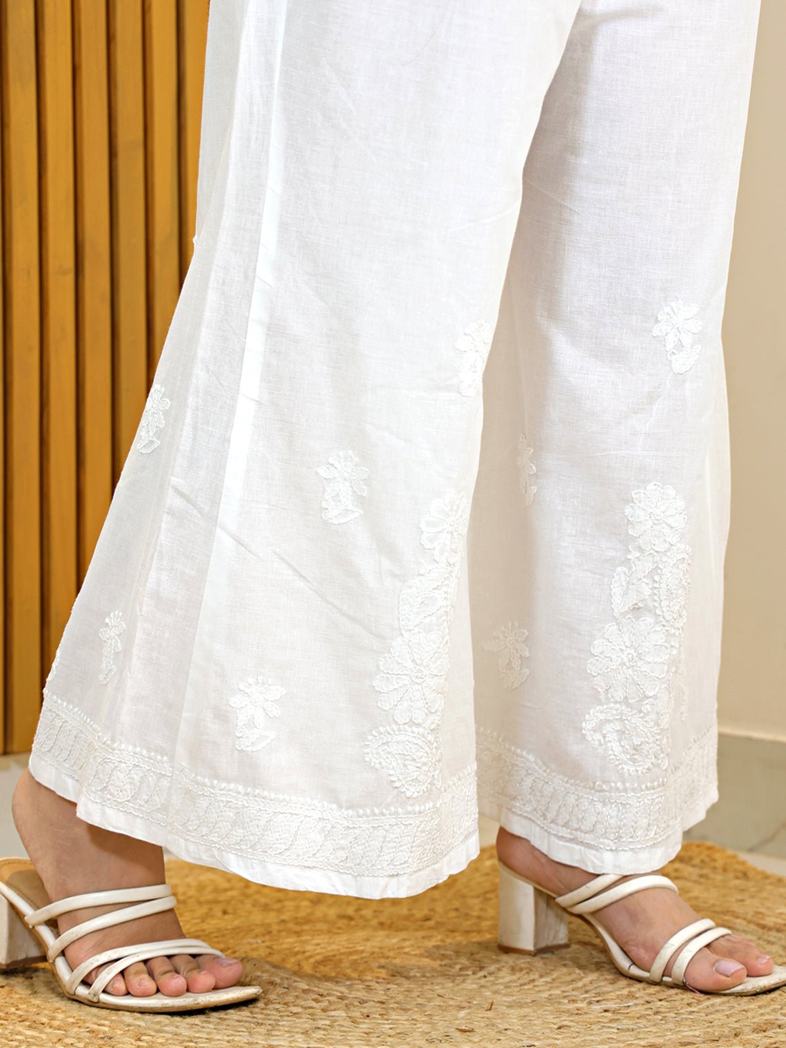 Bahara Cotton Chikankari Palazzo - Chowkhat Handicraft