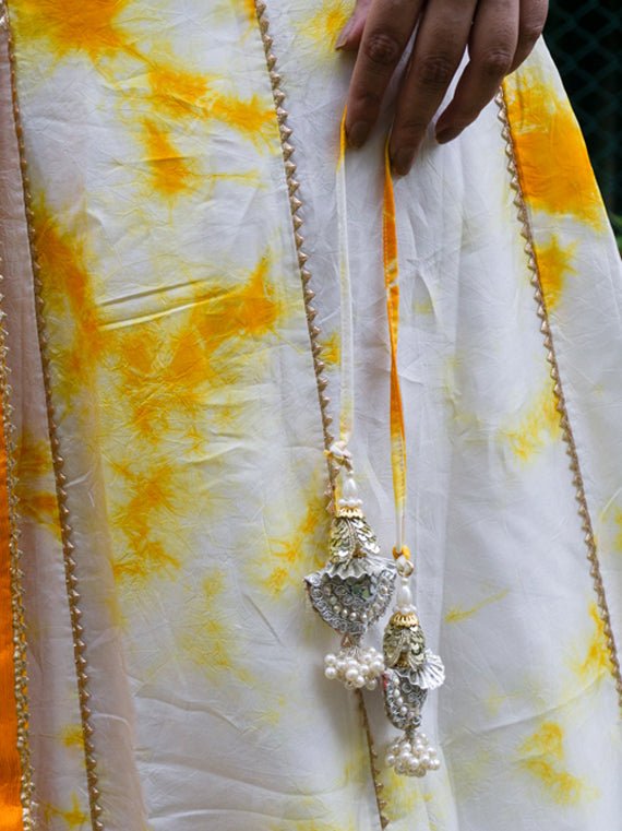 Kaveri Tie & Dye Lehenga with Gota Work - Chowkhat Handicraft