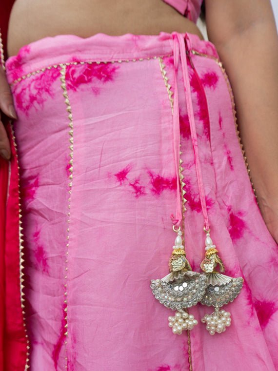 Kaveri Tie & Dye Lehenga with Gota Work - Chowkhat Handicraft