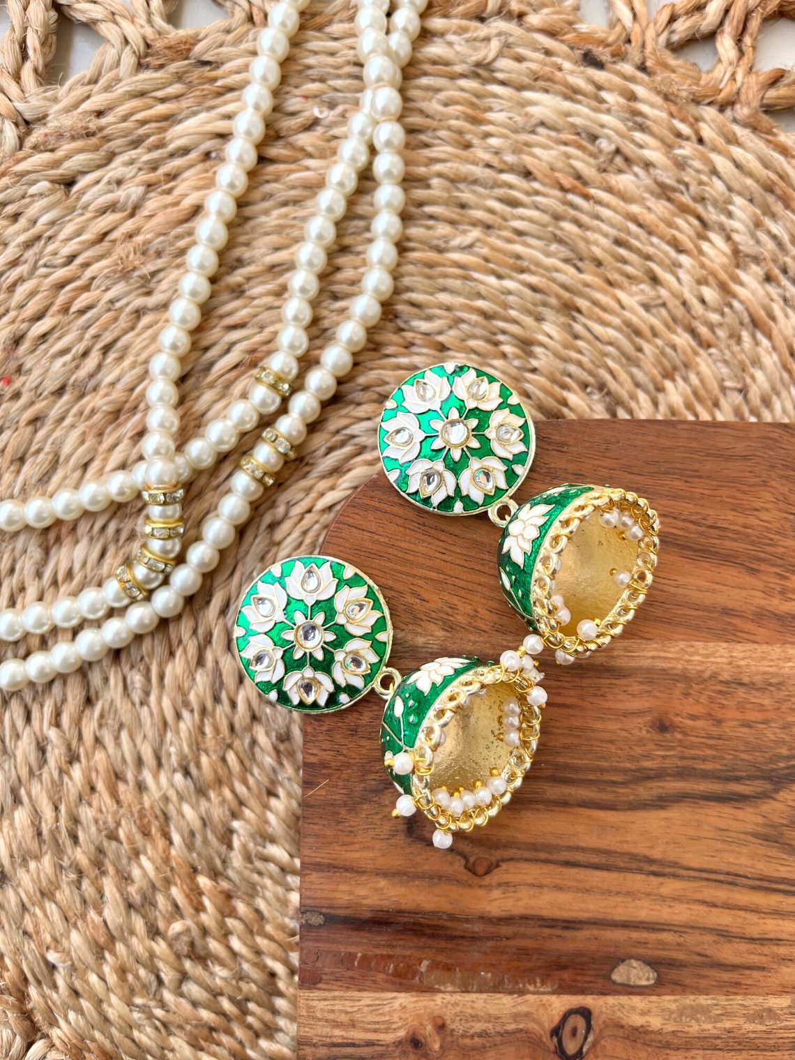 Meenakari Jhumki Earrings - Chowkhat Handicraft