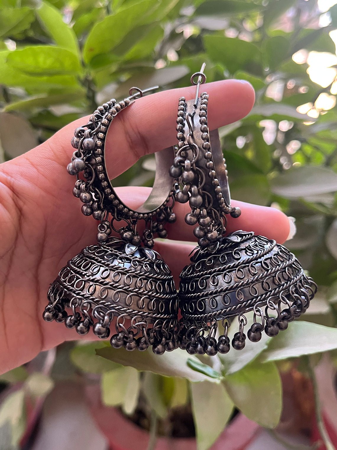 Oxidised Black Handcrafted Jhumki - Chowkhat Handicraft
