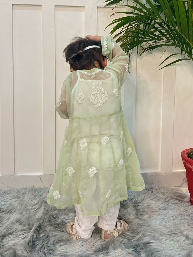 Tanvi Anarkali Chikankari Georgette Suit Set - Kids - Chowkhat Handicraft