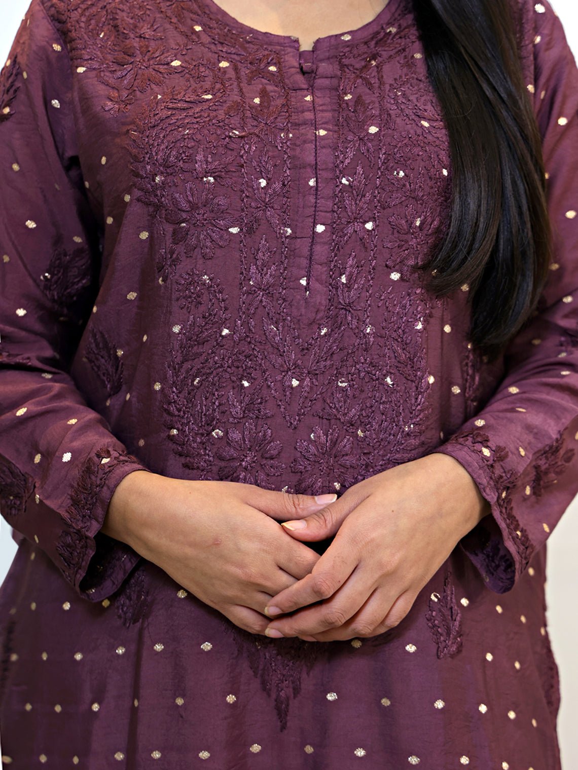 Vanya Chanderi Chikankari Stitched Suit Set - Chowkhat Handicraft
